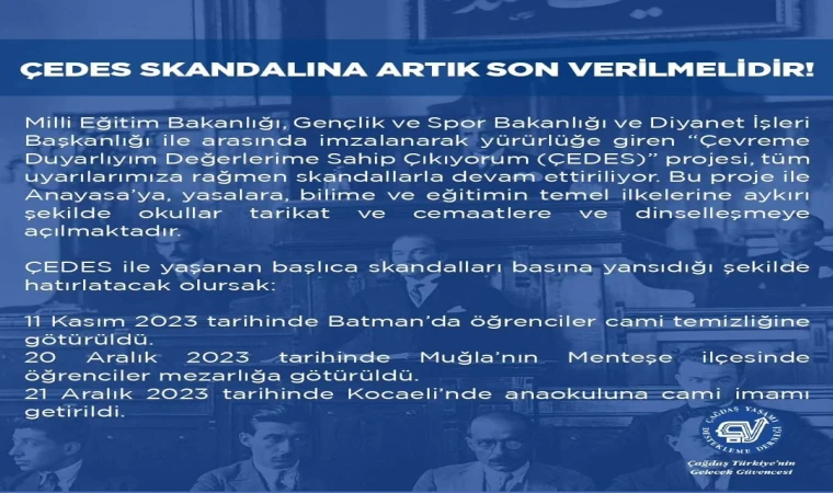 ÇYDD: “ÇEDES SKANDALINA ARTIK SON VERİLMELİDİR!“