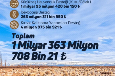 1,3 milyar TL'lik tarımsal destek ödemeleri hesaplarda